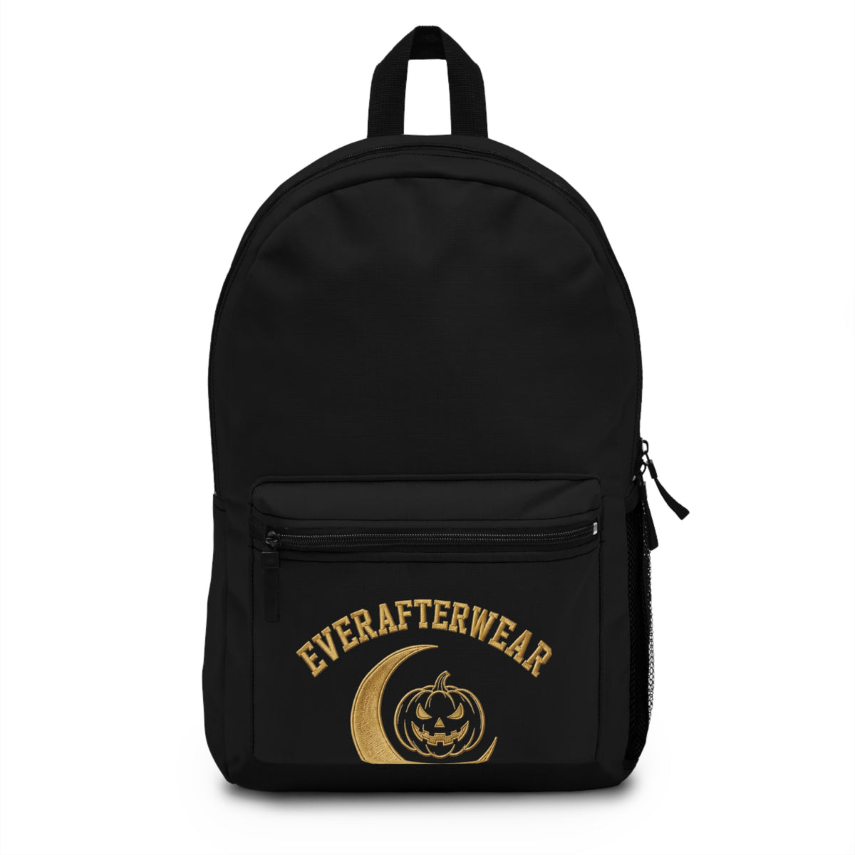 EverAfterWear Halloween Moon backpack - product mockup with gold streetwear design