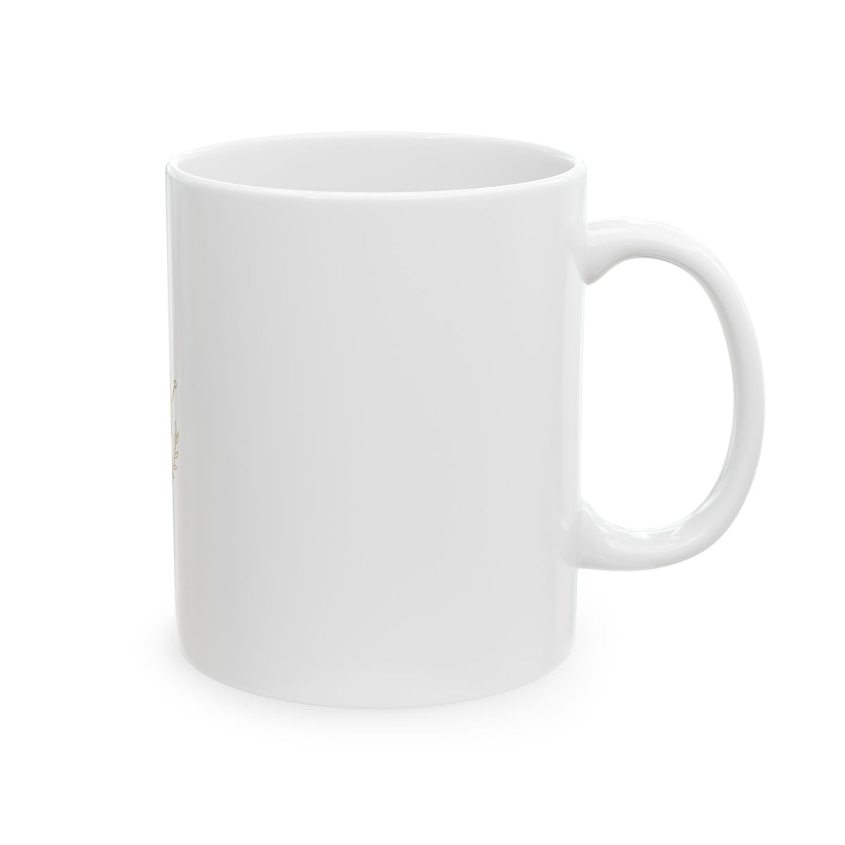 EverAfterWear Petit Crown mug - ceramic coffee mug mockup with gold streetwear design - alternate view