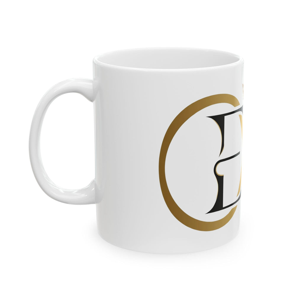EverAfterWear Crowned Infinity EA mug - ceramic coffee mug mockup with gold streetwear design - alternate view