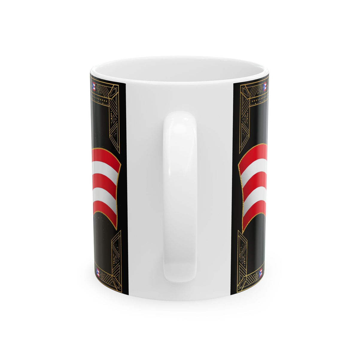 EverAfterWear Puerto Rico Flag mug - ceramic coffee mug mockup with gold streetwear design - alternate view