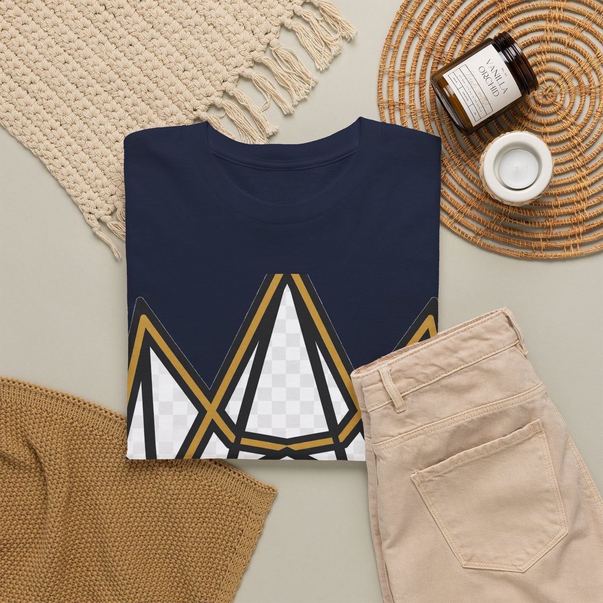EverAfterWear EA Crown Monogram Men's tee - product mockup with gold streetwear design - alternate view