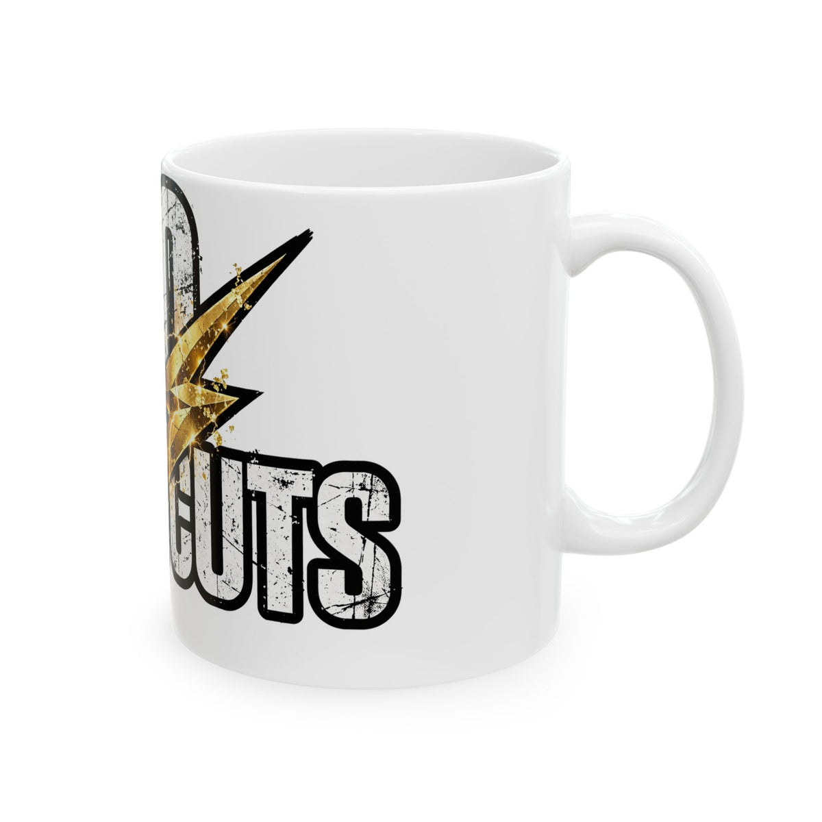 EverAfterWear No Shortcuts mug - ceramic coffee mug mockup with gold streetwear design - alternate view