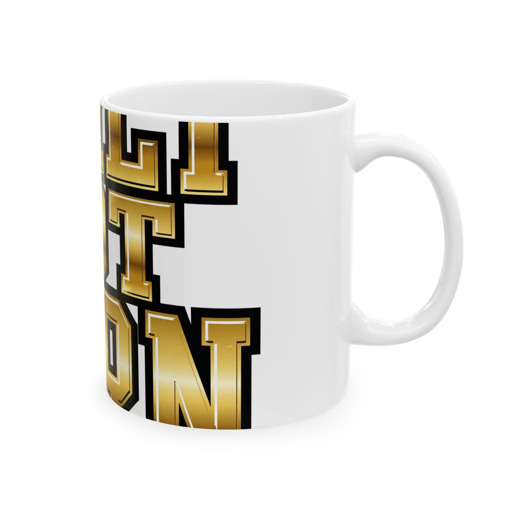 EverAfterWear Built Not Born Men's mug - ceramic coffee mug mockup with gold streetwear design - alternate view