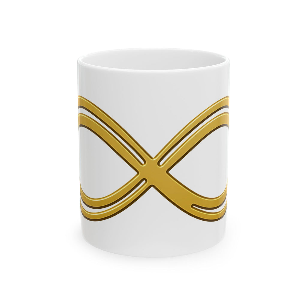 EverAfterWear Fine Line Infinity Men's mug - ceramic coffee mug mockup with gold streetwear design
