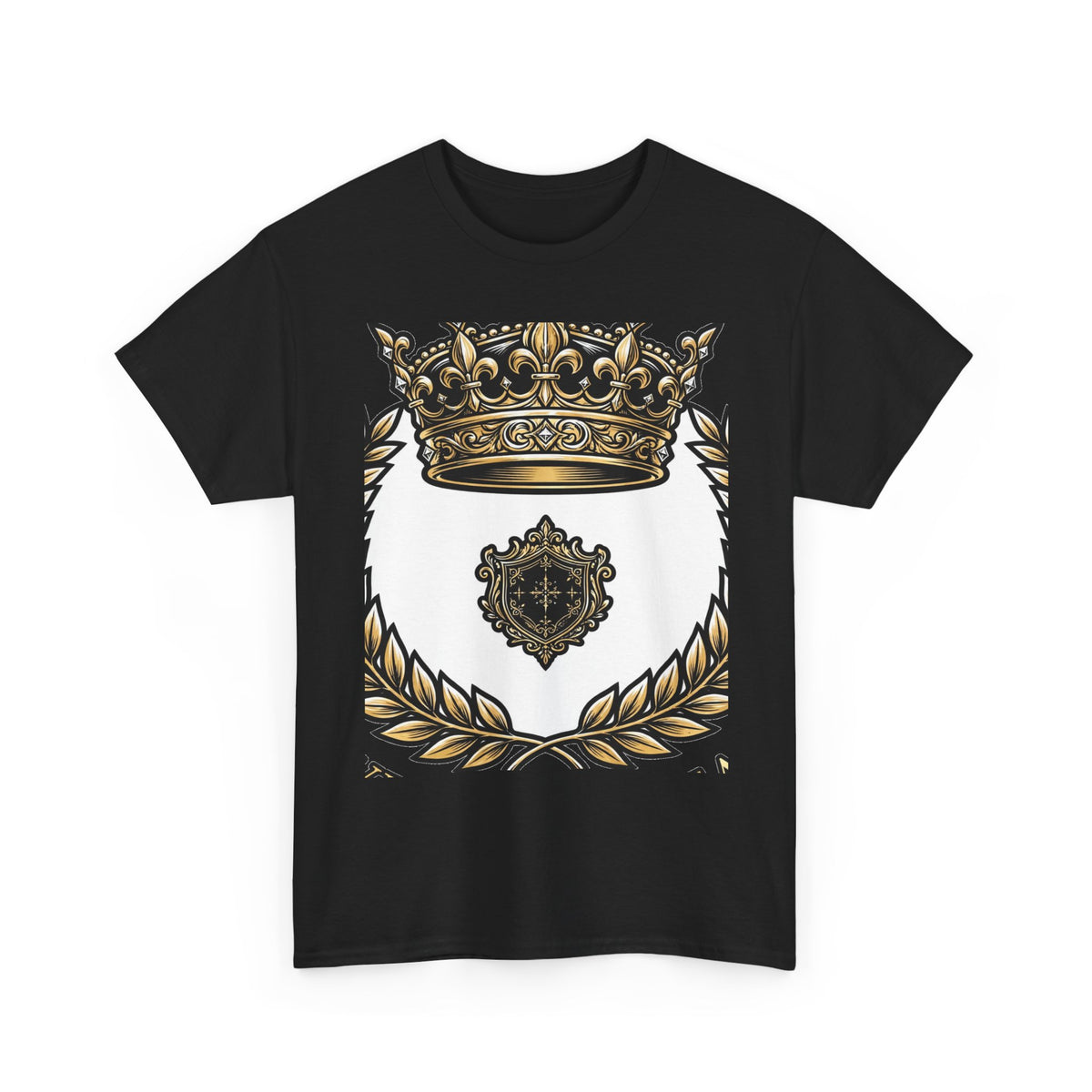 EverAfterWear Gold Crown Laurel tee - product mockup with gold streetwear design - alternate view