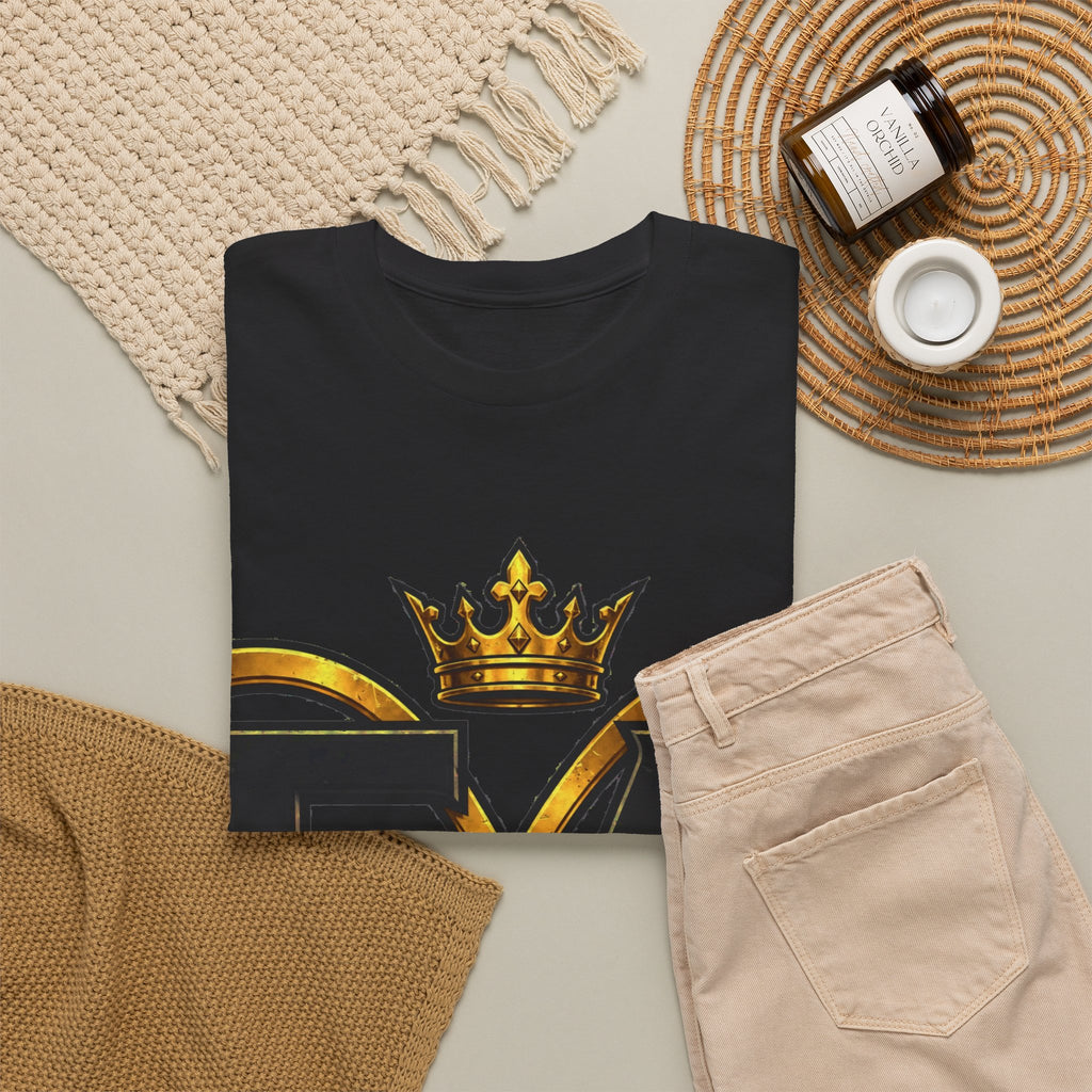 EverAfterWear Crowned Infinity EA Men's tee - product mockup with gold streetwear design - alternate view