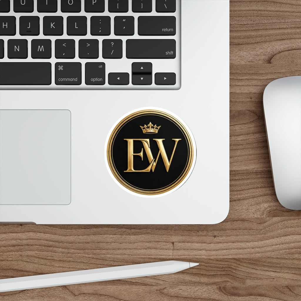 EverAfterWear Royal Monogram Logo sticker - product mockup with gold streetwear design - alternate view