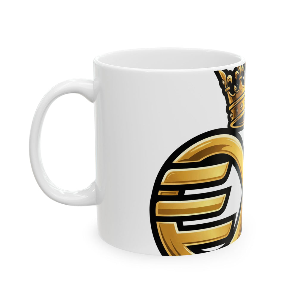 EverAfterWear HERO Crown Logo Men's mug - ceramic coffee mug mockup with gold streetwear design - alternate view