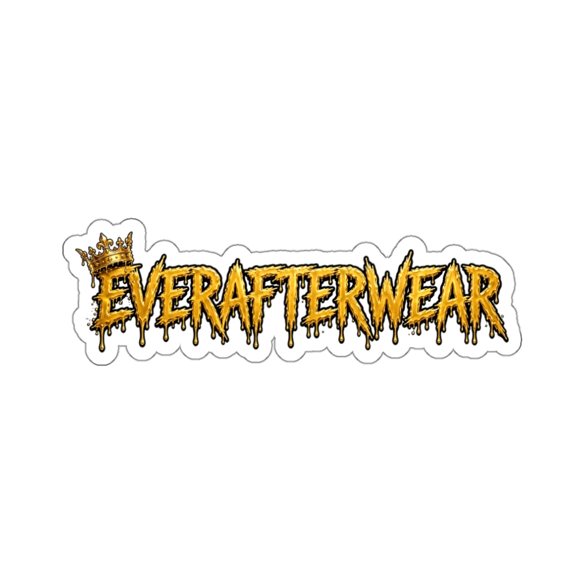 EverAfterWear Gold Drip Logo sticker - product mockup with gold streetwear design