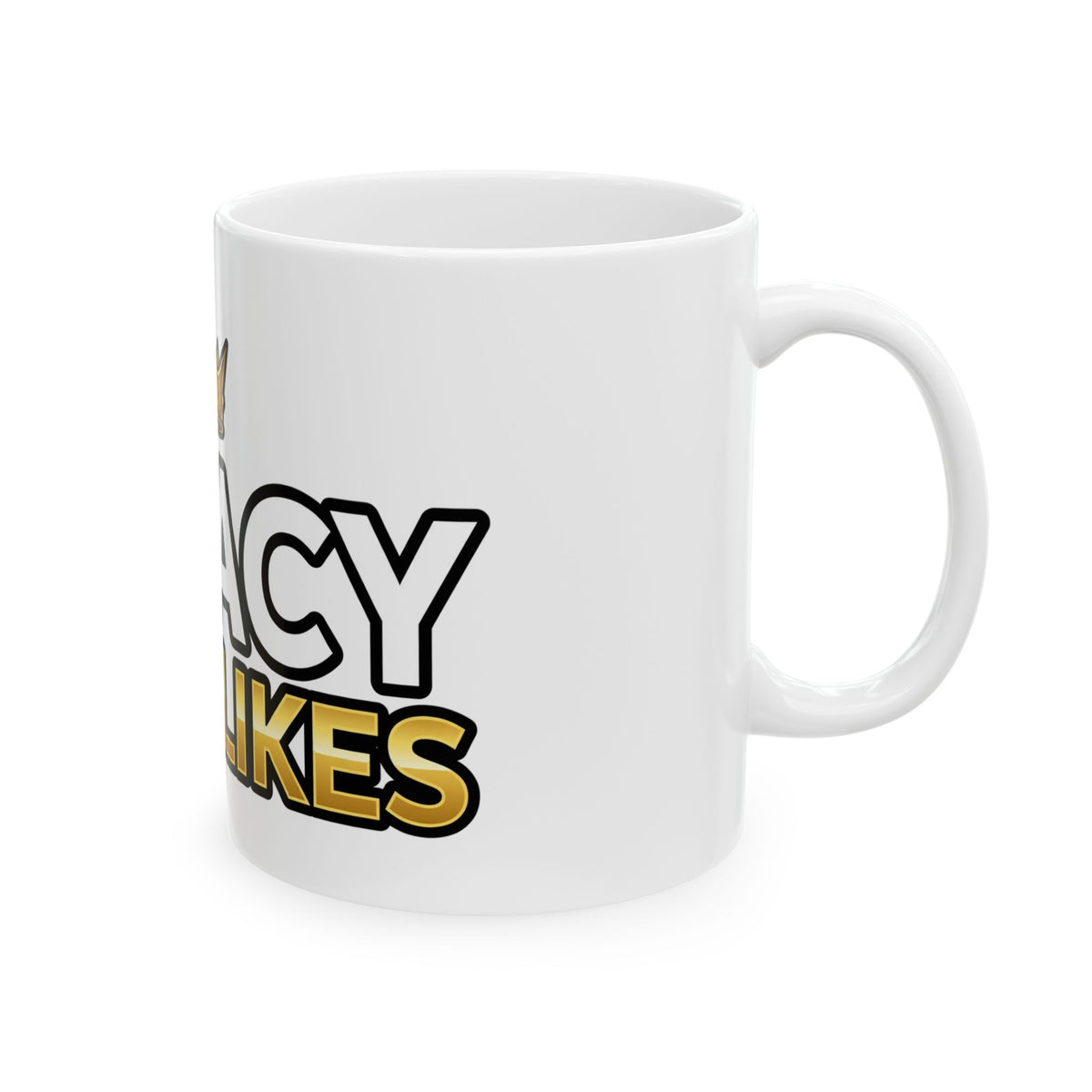 EverAfterWear Legacy Over Likes mug - ceramic coffee mug mockup with gold streetwear design - alternate view