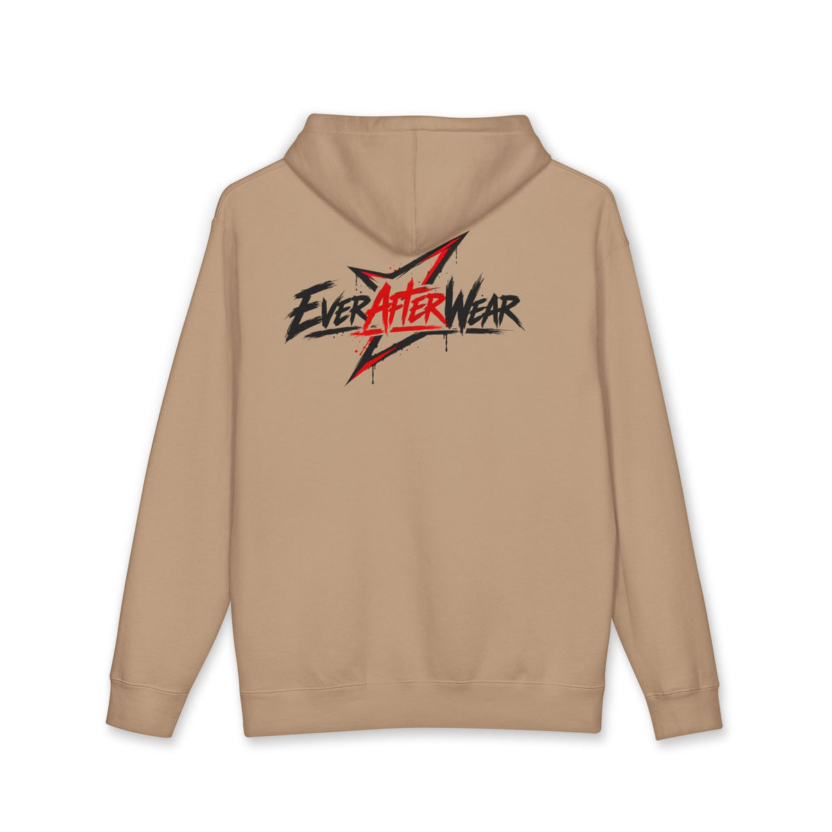 EverAfterWear Distressed Grey Graphic hoodie - product mockup with gold streetwear design - alternate view