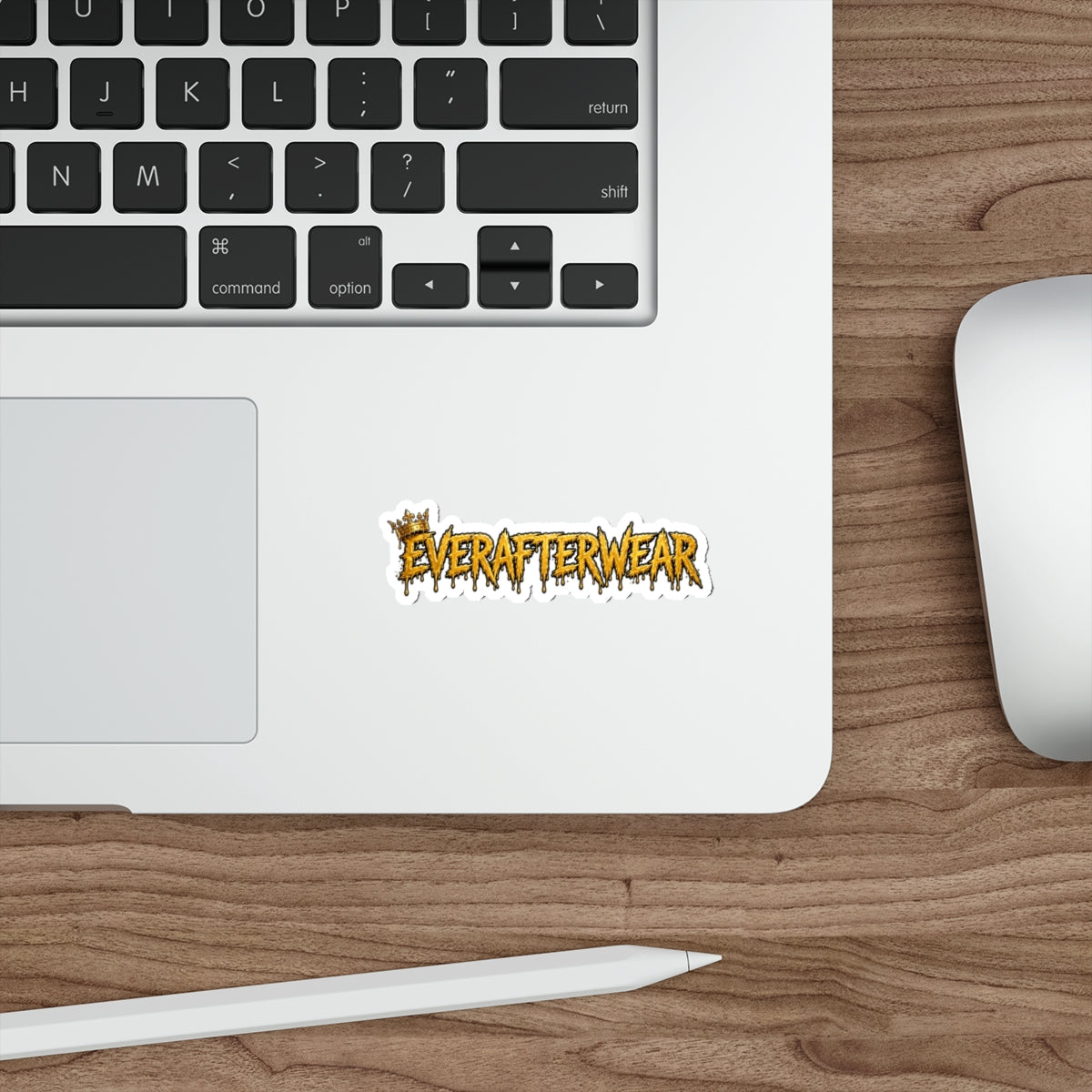 EverAfterWear Gold Drip Logo sticker - product mockup with gold streetwear design - alternate view