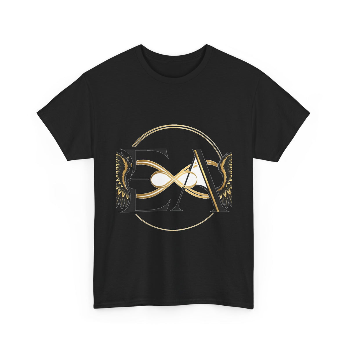 EverAfterWear Angel Wings Infinity tee - product mockup with gold streetwear design - alternate view