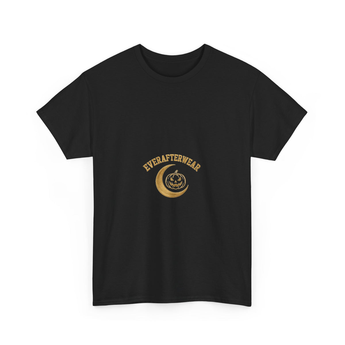 EverAfterWear Halloween Moon tee - product mockup with gold streetwear design