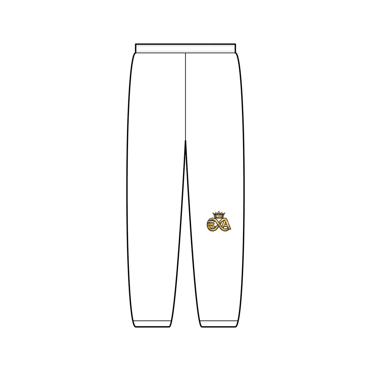 EverAfterWear HERO Crown EA Logo sweatpants - product mockup with gold streetwear design - alternate view