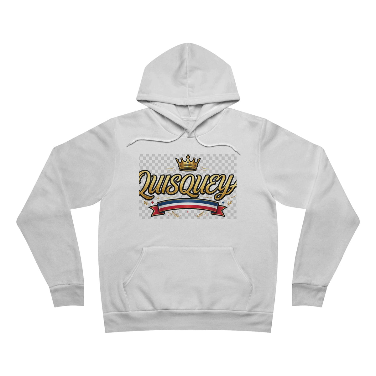 EverAfterWear Quisqueya Script Crown hoodie - product mockup with gold streetwear design