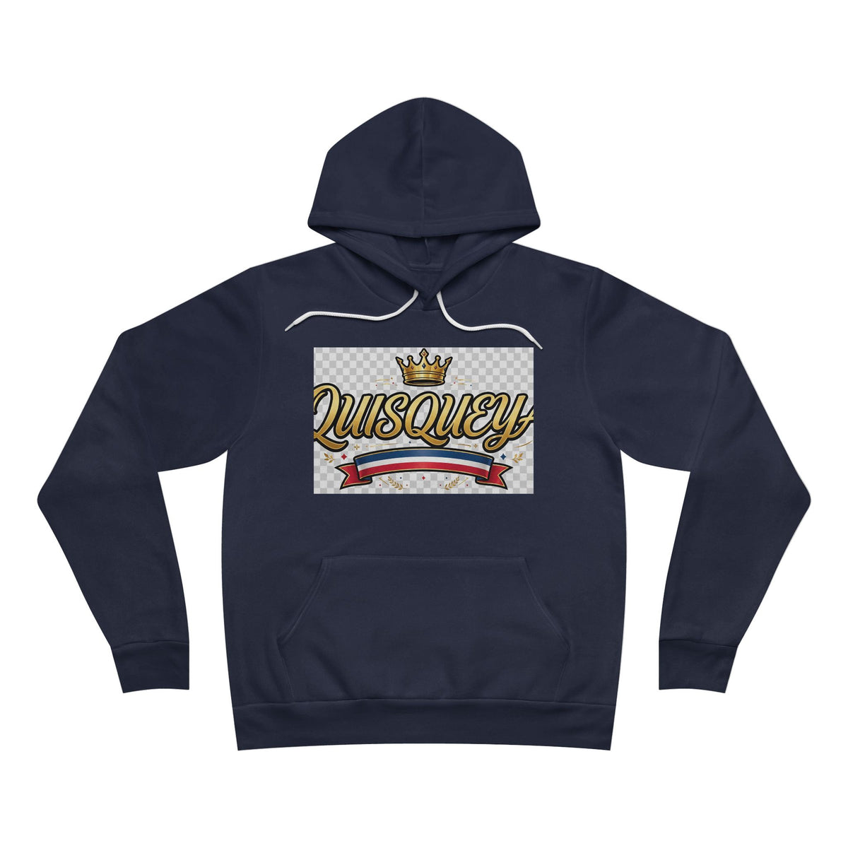 EverAfterWear Quisqueya Script Crown hoodie - product mockup with gold streetwear design - alternate view