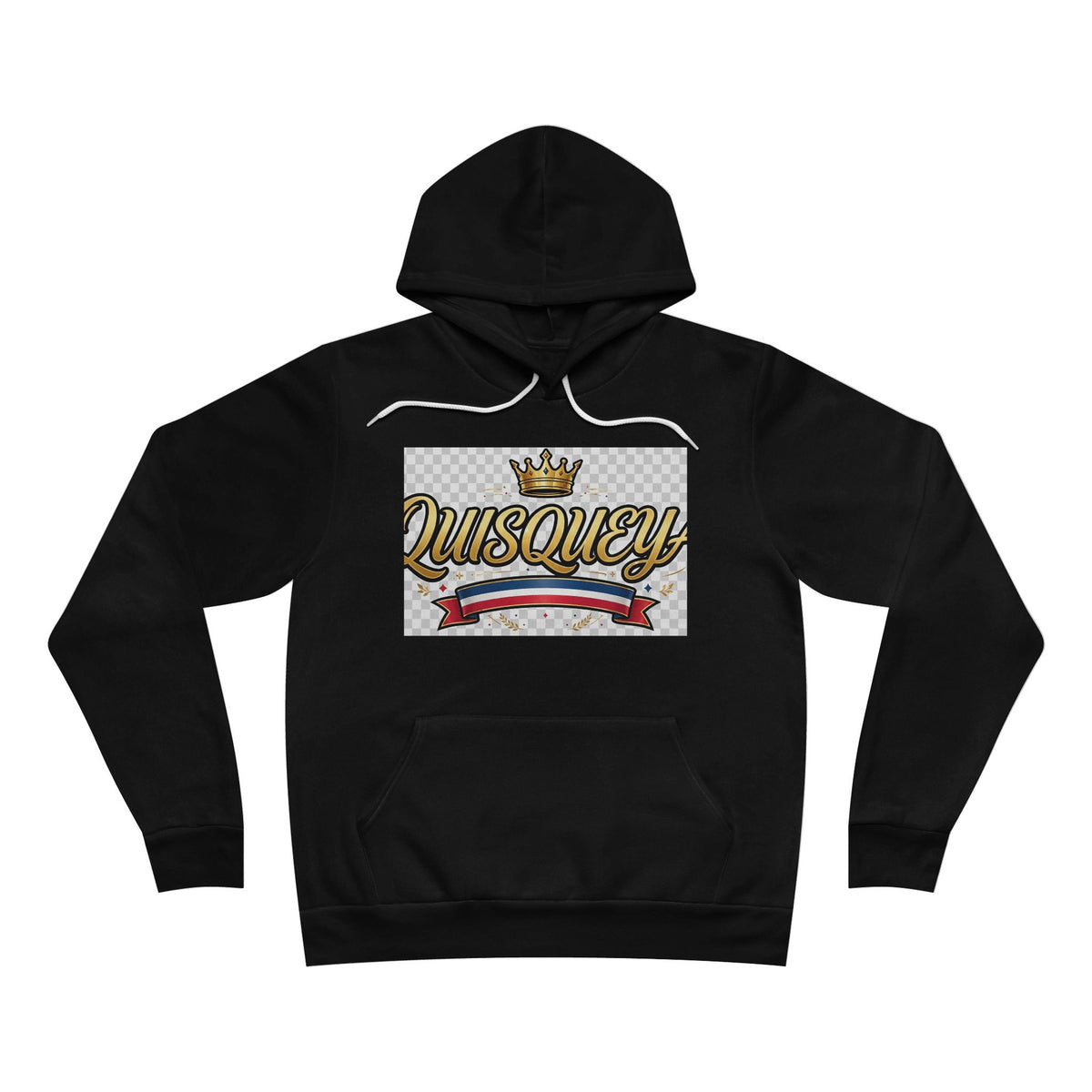 EverAfterWear Quisqueya Script Crown hoodie - product mockup with gold streetwear design - alternate view