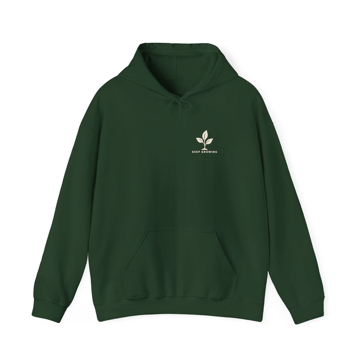EverAfterWear Keep Growing Minimalist Sprout hoodie - product mockup with gold streetwear design