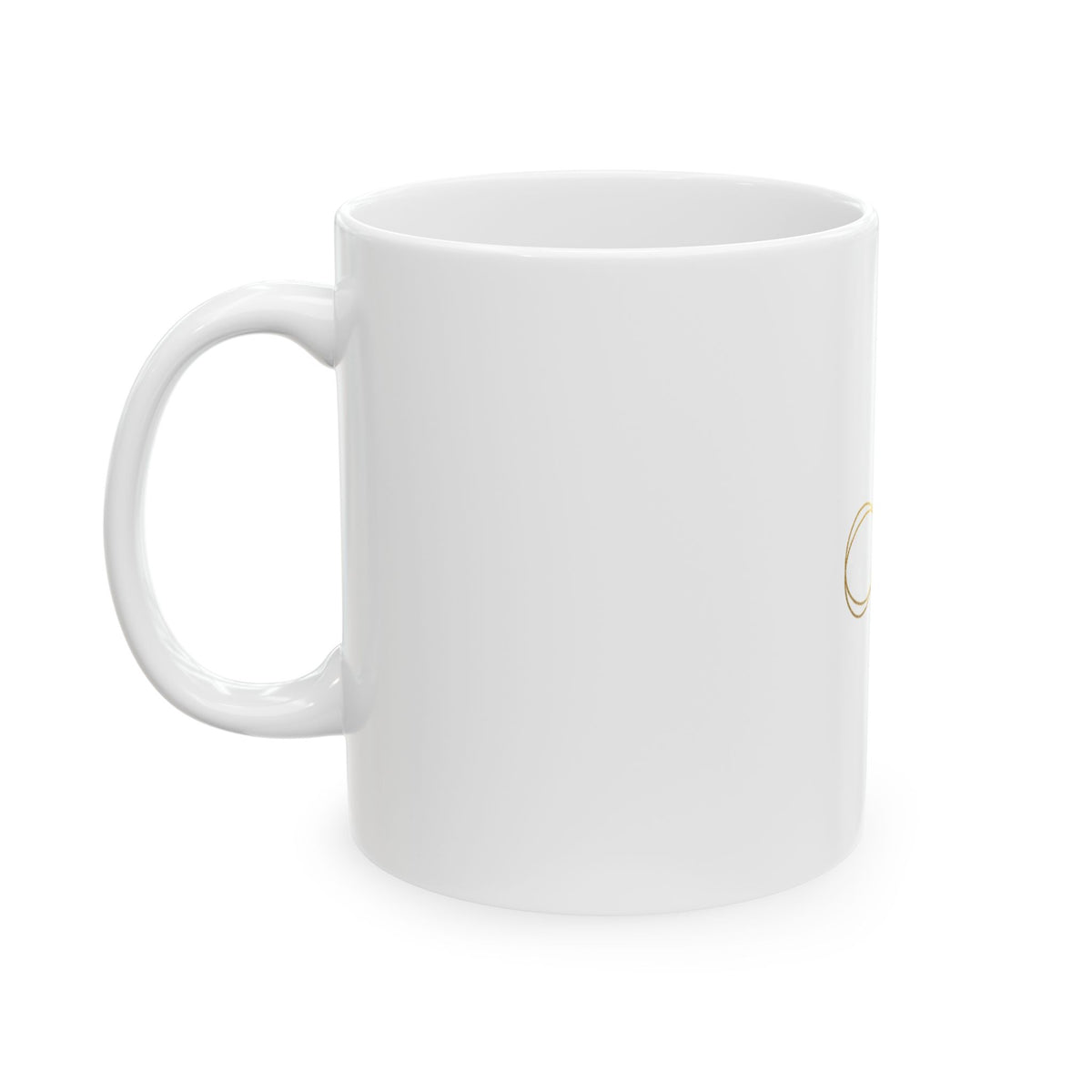 EverAfterWear Fine Line Infinity mug - ceramic coffee mug mockup with gold streetwear design - alternate view
