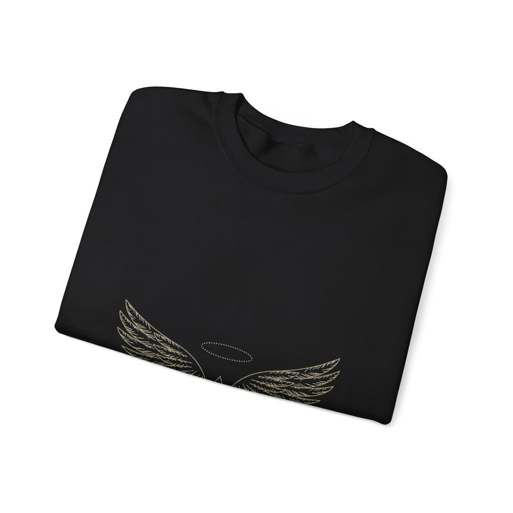EverAfterWear Wing Outline Women's sweatshirt - product mockup with gold streetwear design - alternate view