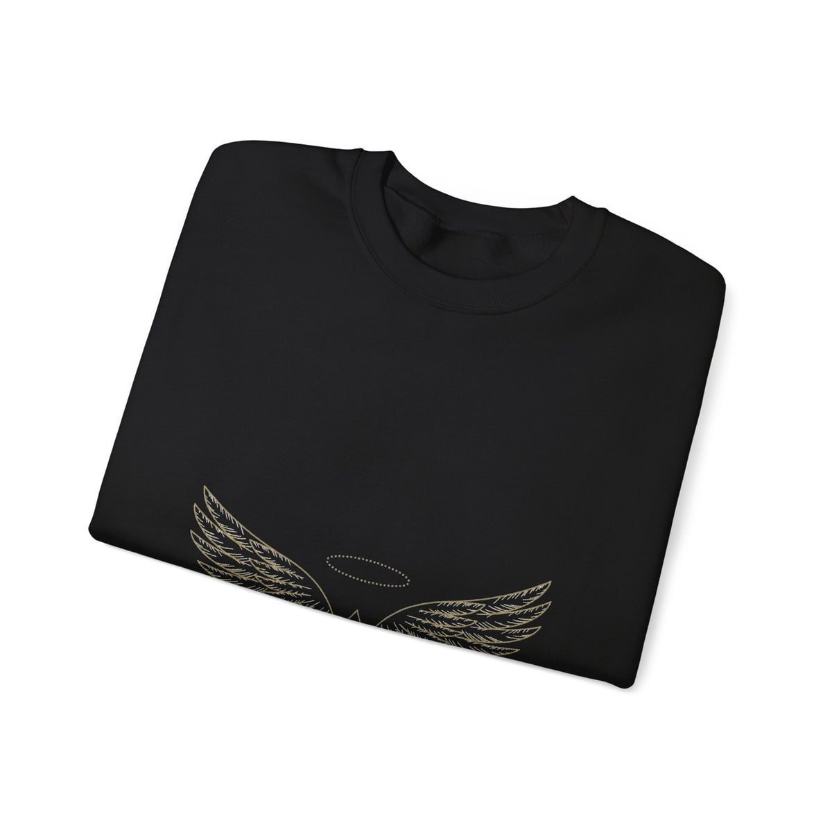 EverAfterWear Wing Outline Women's sweatshirt - product mockup with gold streetwear design - alternate view