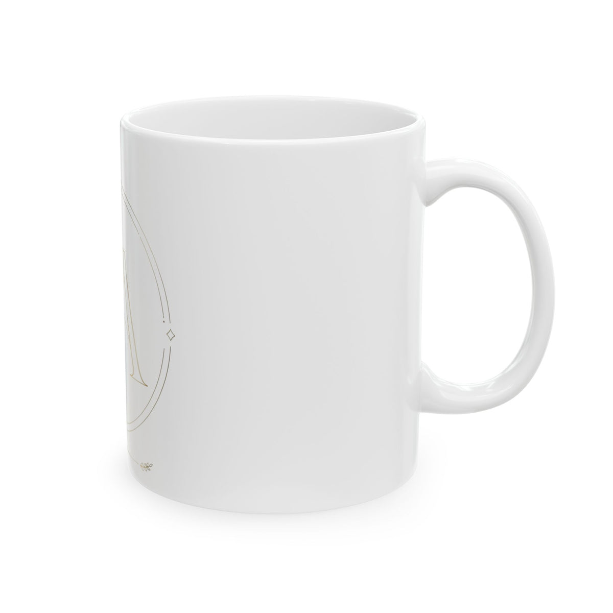 EverAfterWear EA Serif Women's mug - ceramic coffee mug mockup with gold streetwear design - alternate view