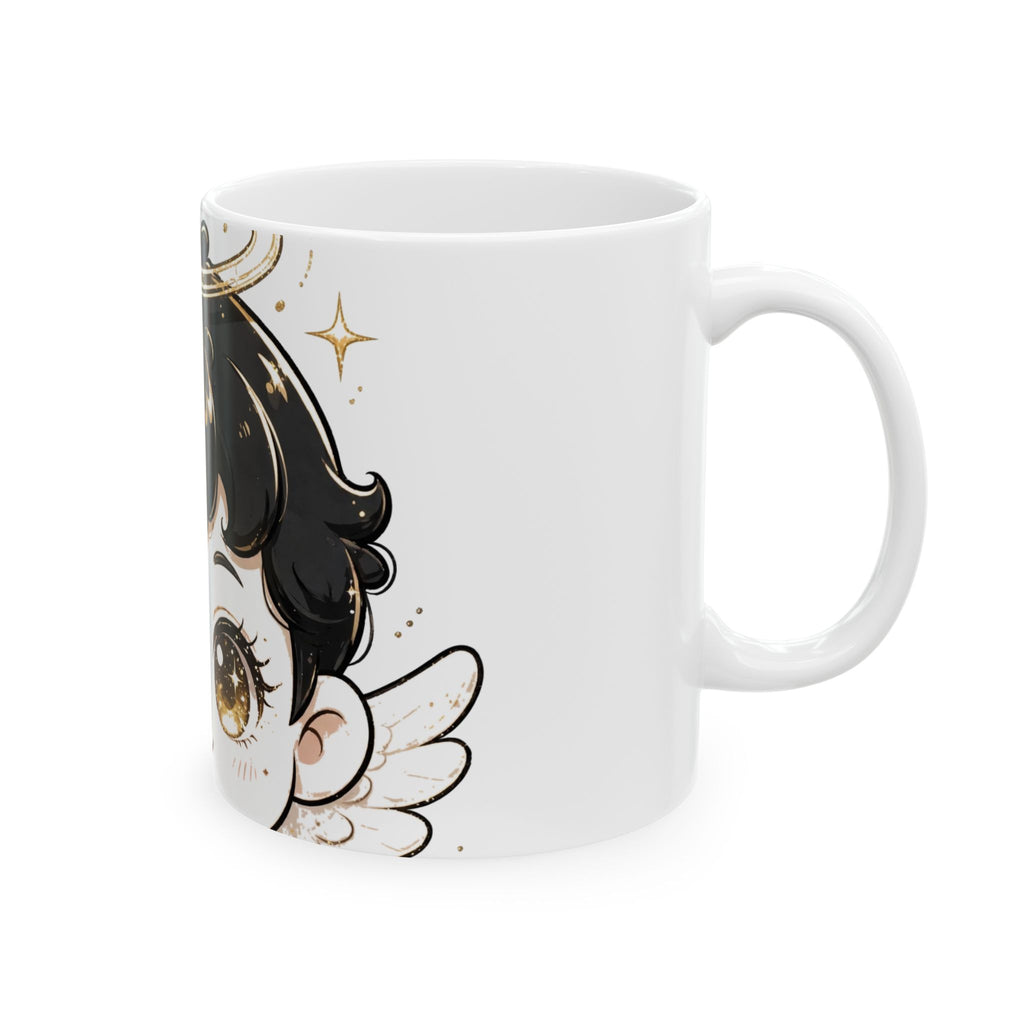 EverAfterWear Lil Angel Women's mug - ceramic coffee mug mockup with gold streetwear design - alternate view
