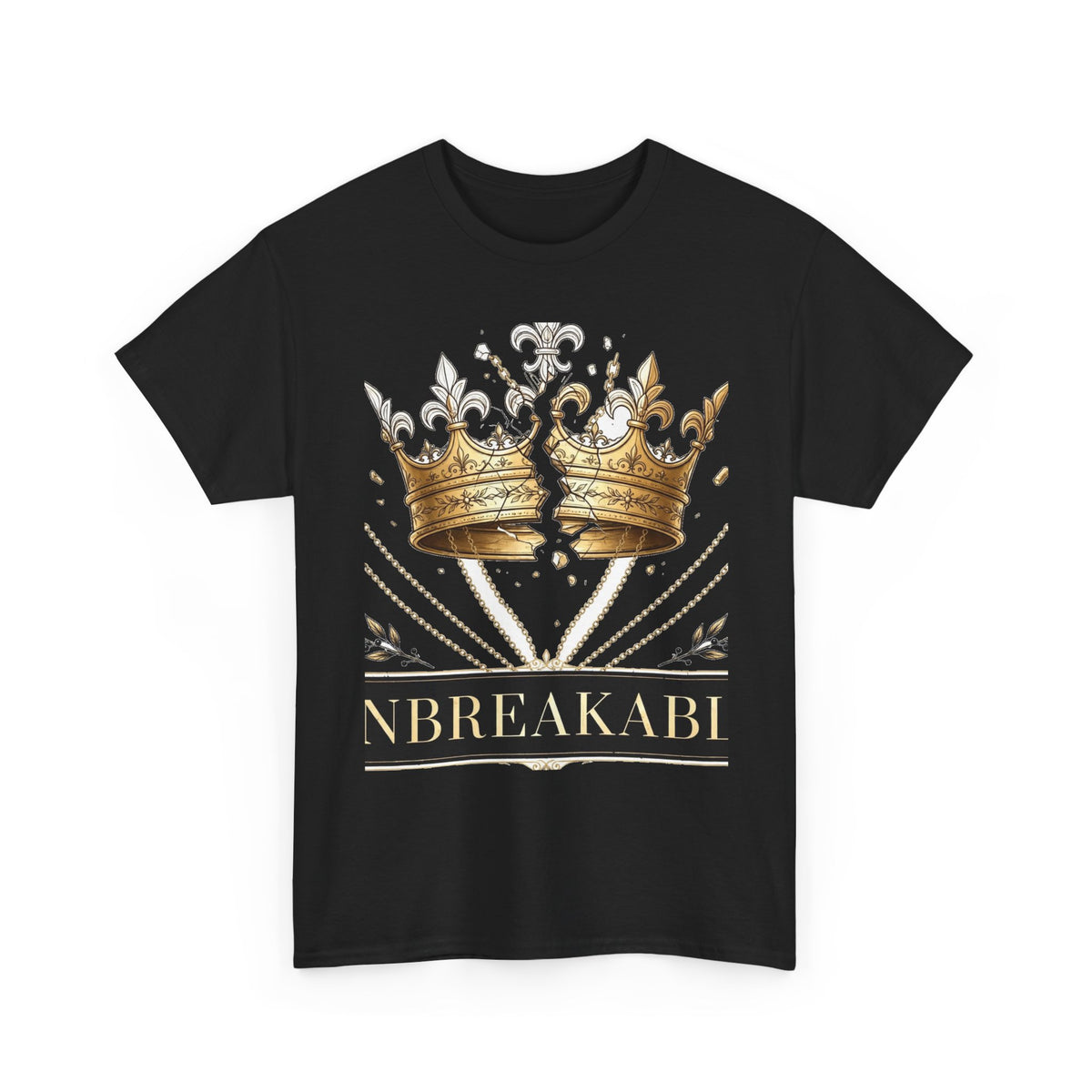 EverAfterWear Unbreakable Crown Women's tee - product mockup with gold streetwear design - alternate view