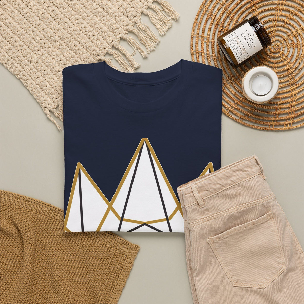 EverAfterWear EA Crown Monogram tee - product mockup with gold streetwear design - alternate view