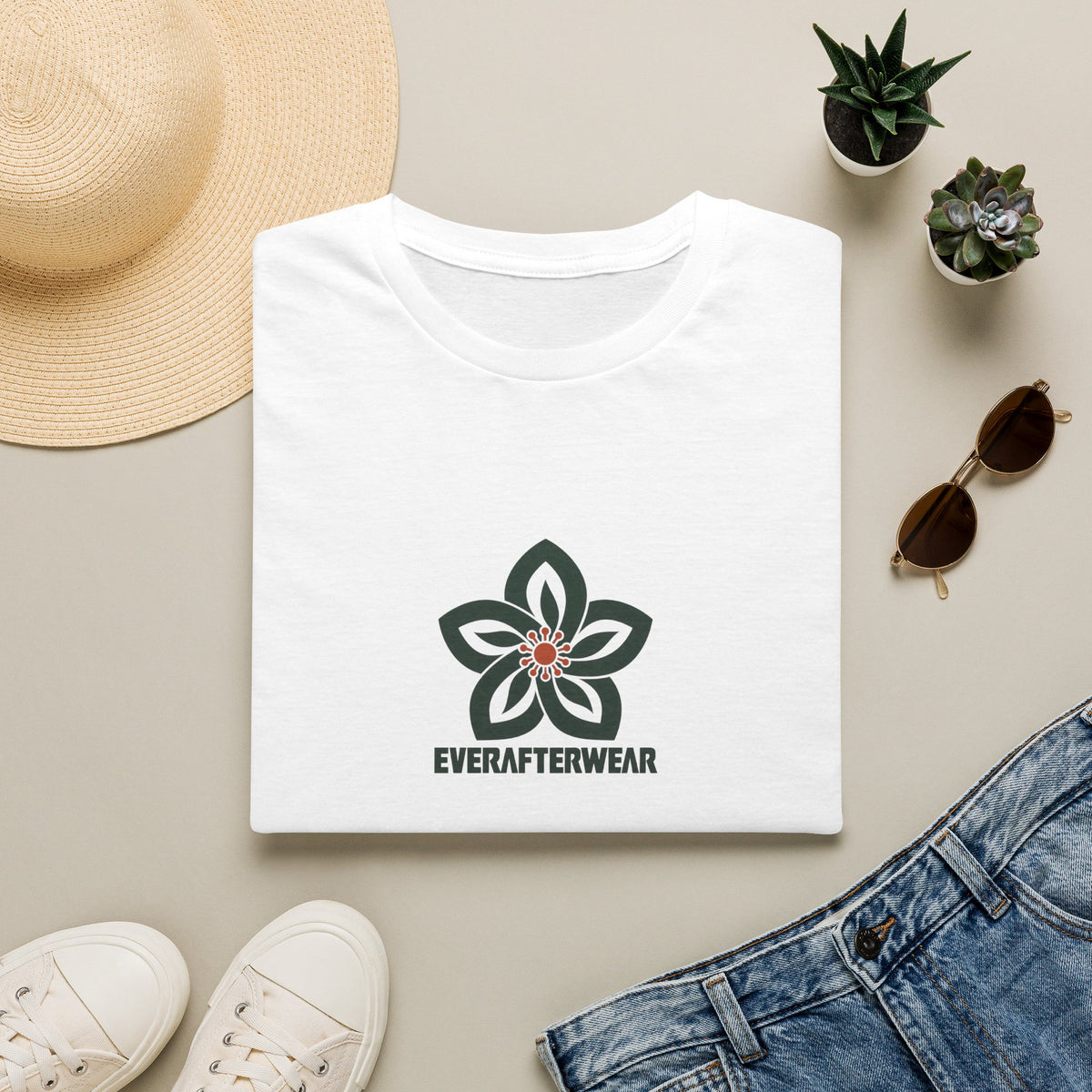 EverAfterWear Forever Bloom tee - product mockup with gold streetwear design