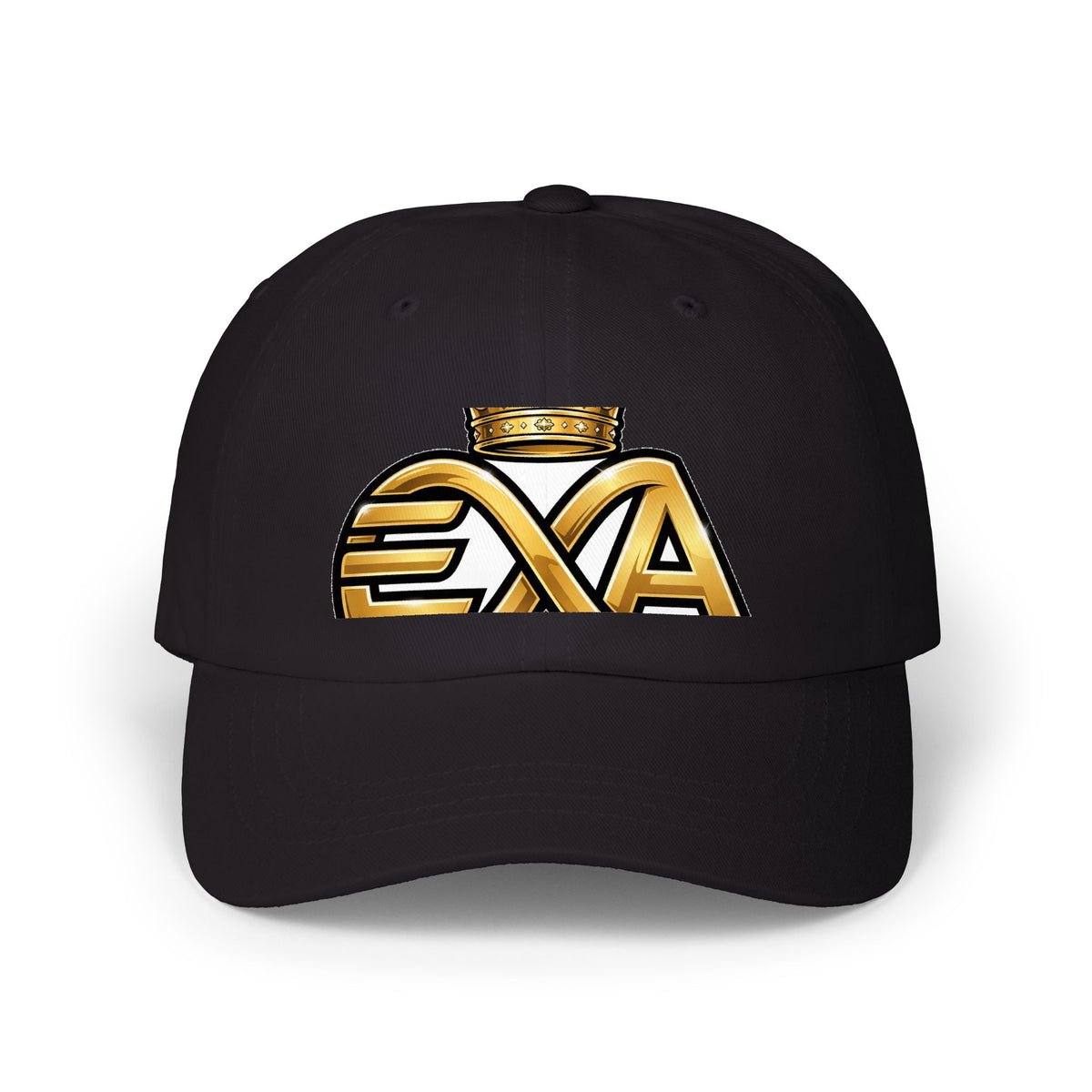 EverAfterWear HERO Crown EA Logo dad cap - headwear mockup with gold streetwear design - alternate view