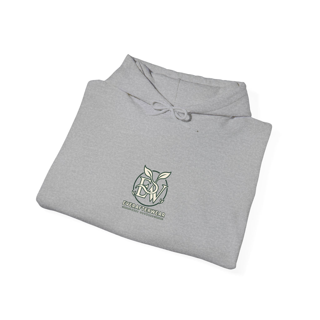 EverAfterWear Signature EW hoodie - product mockup with gold streetwear design - alternate view