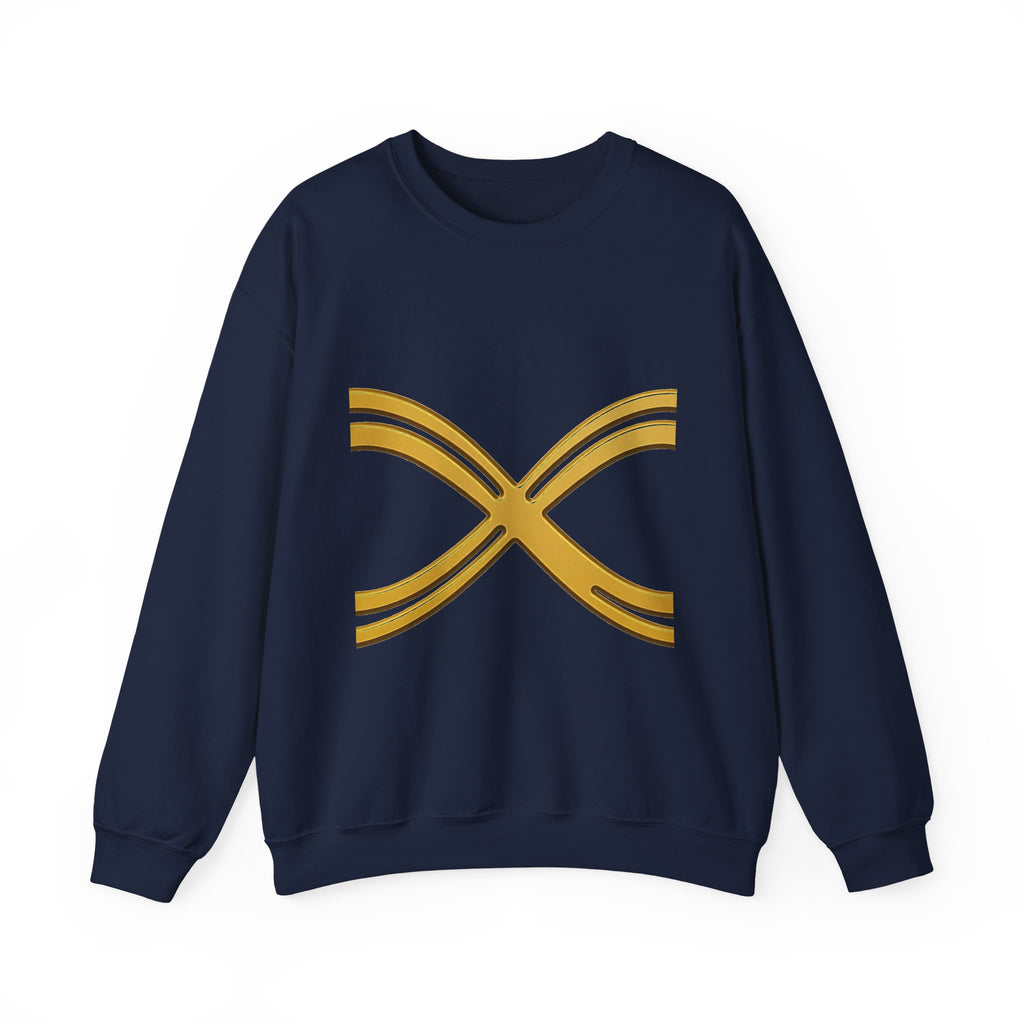 EverAfterWear Fine Line Infinity Men's sweatshirt - product mockup with gold streetwear design - alternate view