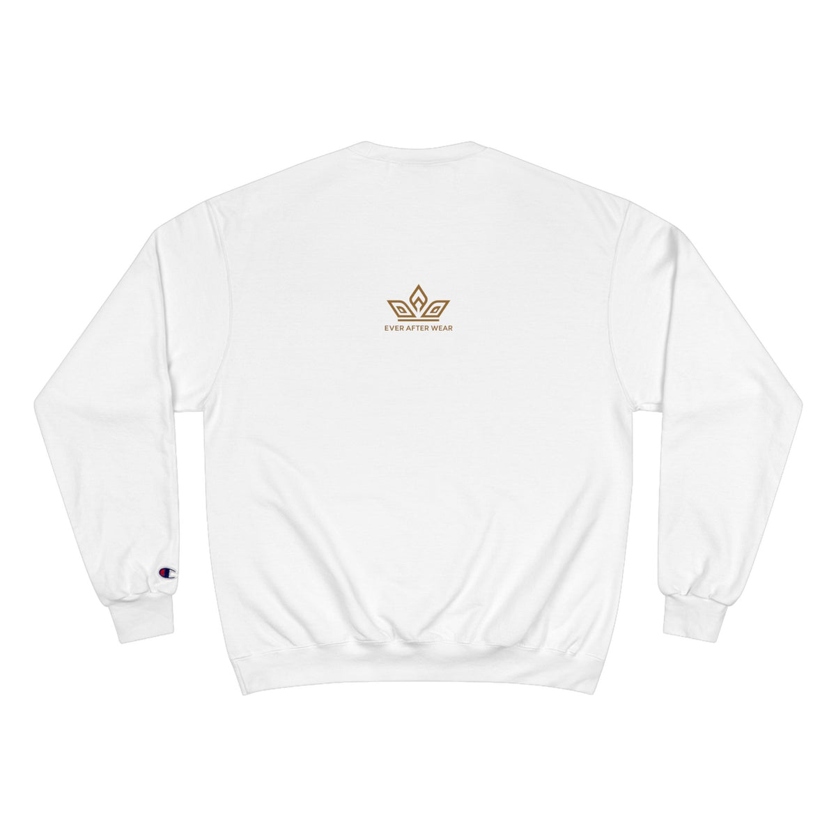 EverAfterWear Gold Crown Champion sweatshirt - product mockup with gold streetwear design - alternate view