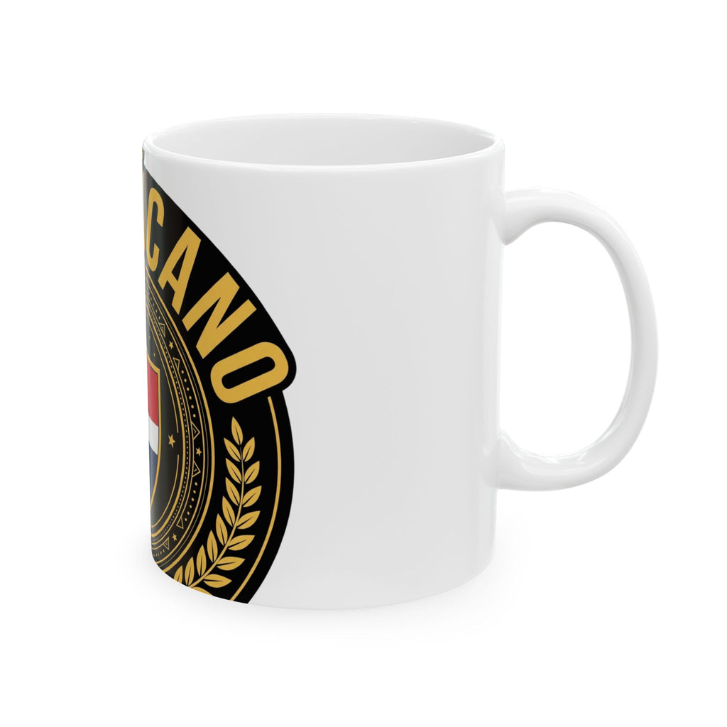 EverAfterWear Dominicano Palm mug - ceramic coffee mug mockup with gold streetwear design - alternate view