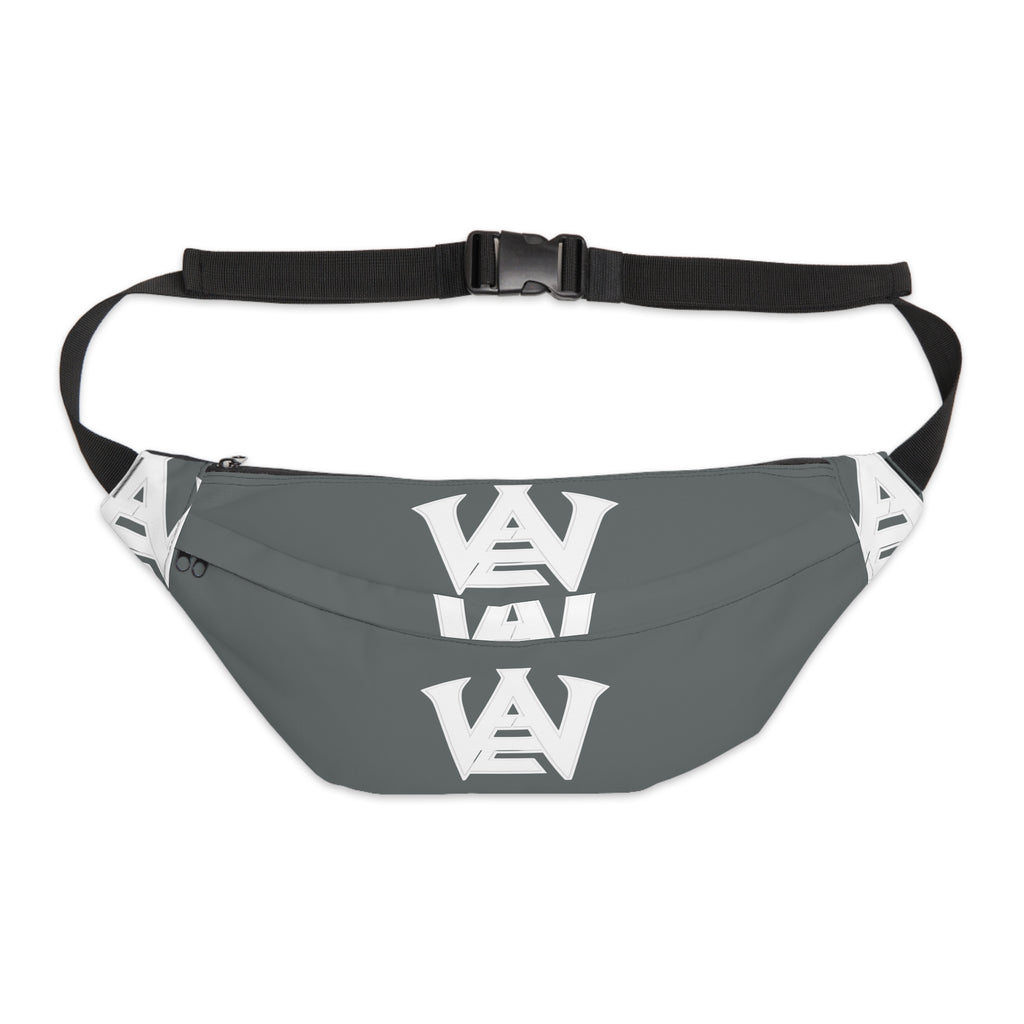 EverAfterWear Grey Monogram fanny pack - product mockup with gold streetwear design
