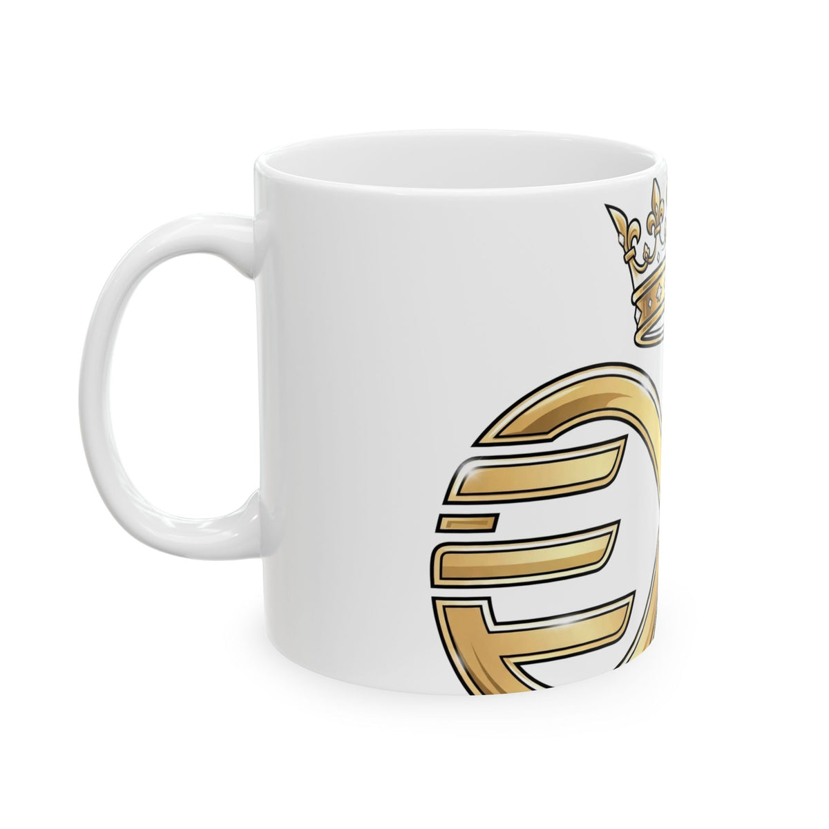 EverAfterWear HERO Crown Logo Refined Women's mug - ceramic coffee mug mockup with gold streetwear design - alternate view