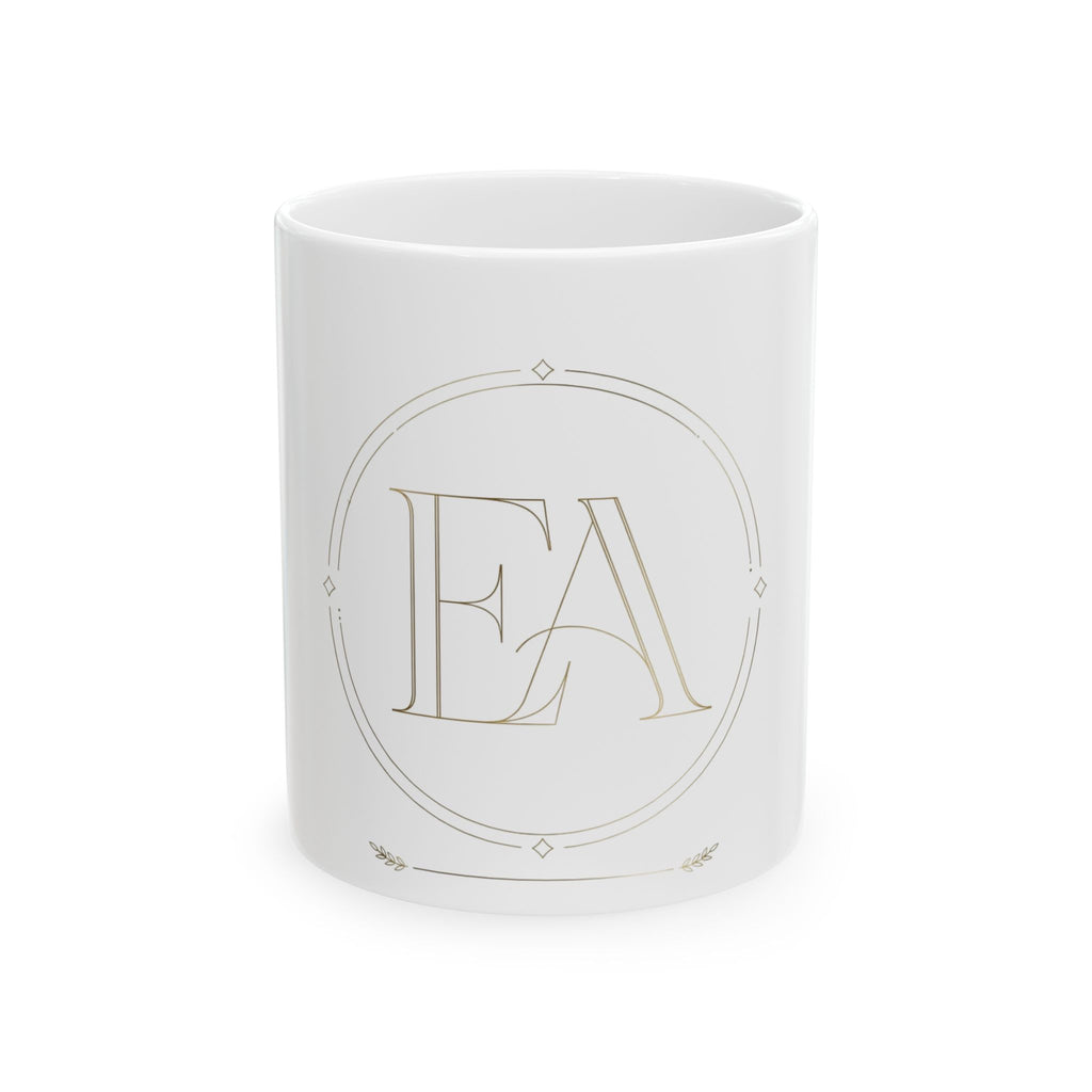 EverAfterWear EA Serif Women's mug - ceramic coffee mug mockup with gold streetwear design