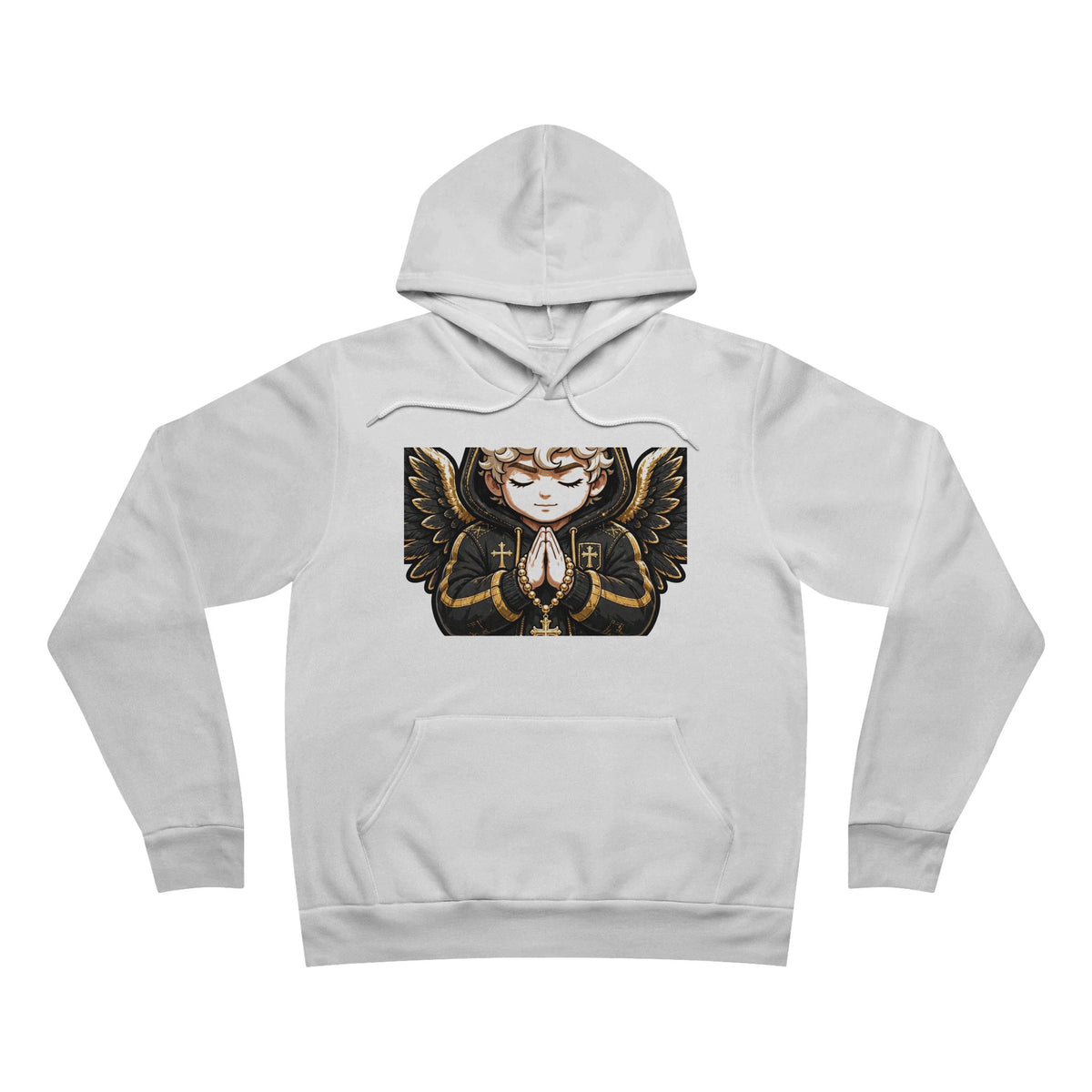 EverAfterWear Blessed Angel Men's hoodie - product mockup with gold streetwear design