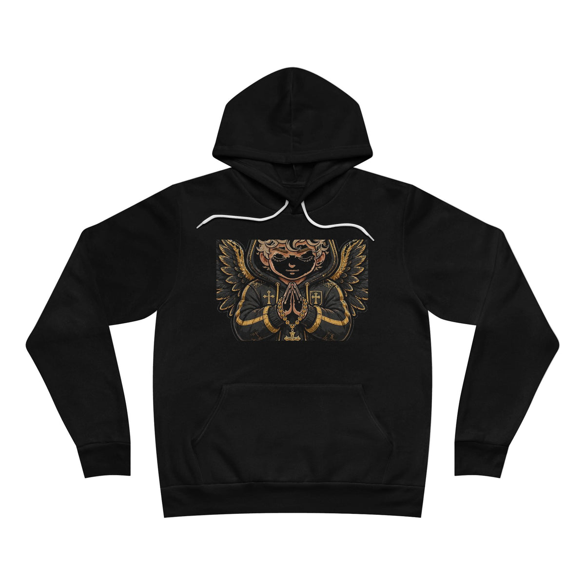 EverAfterWear Blessed Angel Men's hoodie - product mockup with gold streetwear design - alternate view