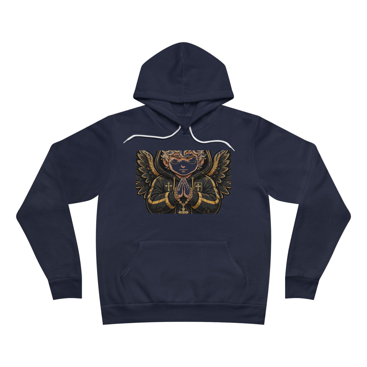 EverAfterWear Blessed Angel Men's hoodie - product mockup with gold streetwear design - alternate view