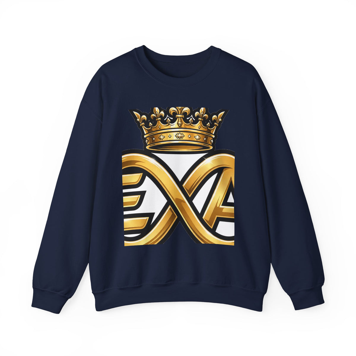 EverAfterWear HERO Crown EA Logo sweatshirt - product mockup with gold streetwear design - alternate view