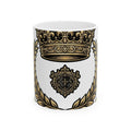 EverAfterWear Gold Crown Laurel Men's mug - ceramic coffee mug mockup with gold streetwear design