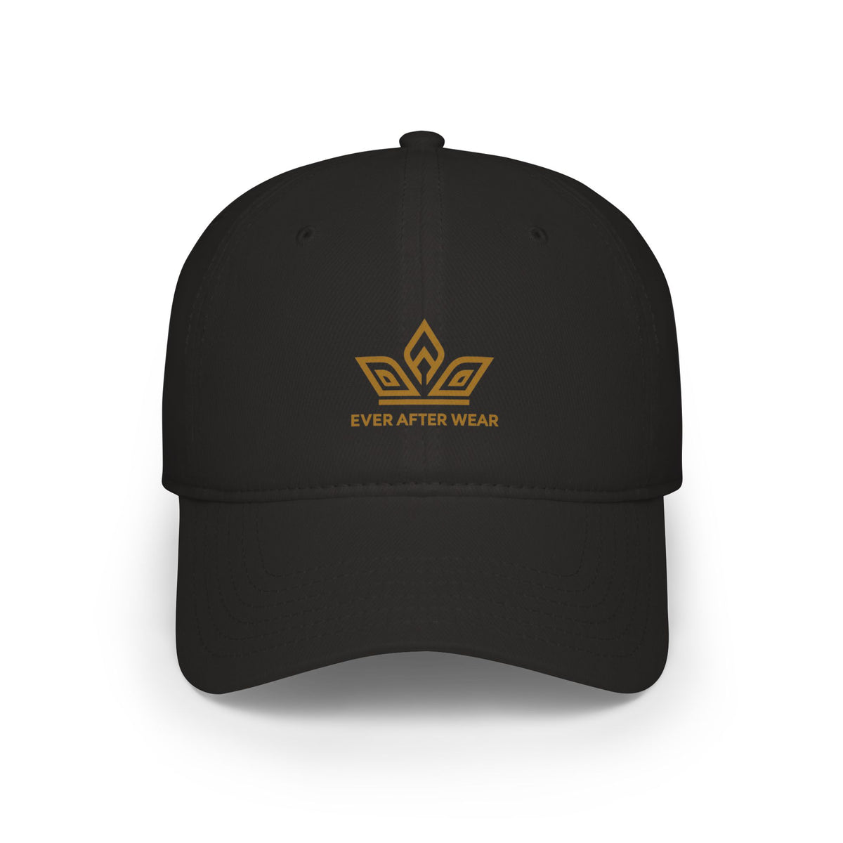 EverAfterWear Gold Crown cap - headwear mockup with gold streetwear design