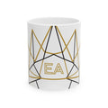 EverAfterWear EA Crown Monogram mug - ceramic coffee mug mockup with gold streetwear design