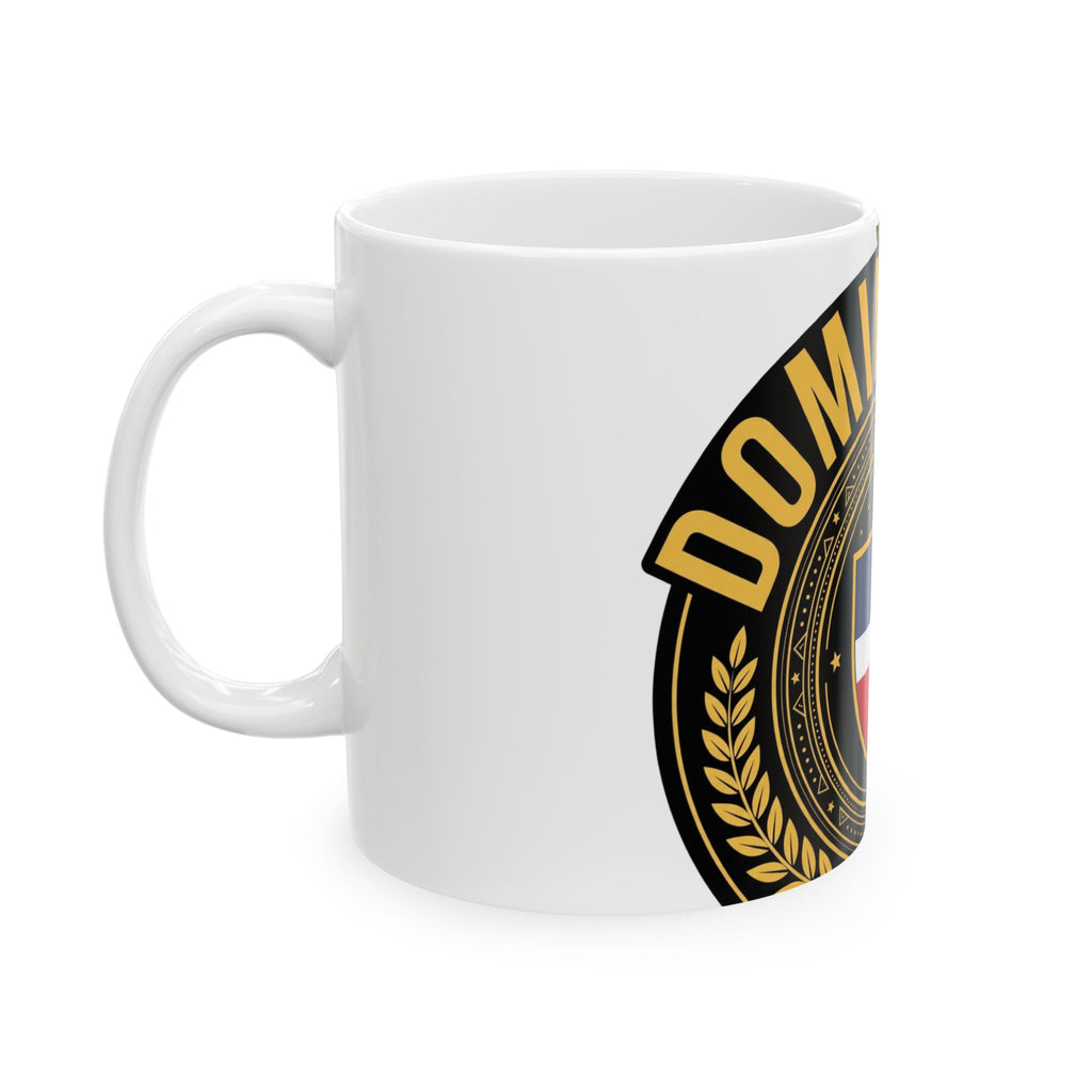 EverAfterWear Dominicano Palm mug - ceramic coffee mug mockup with gold streetwear design - alternate view