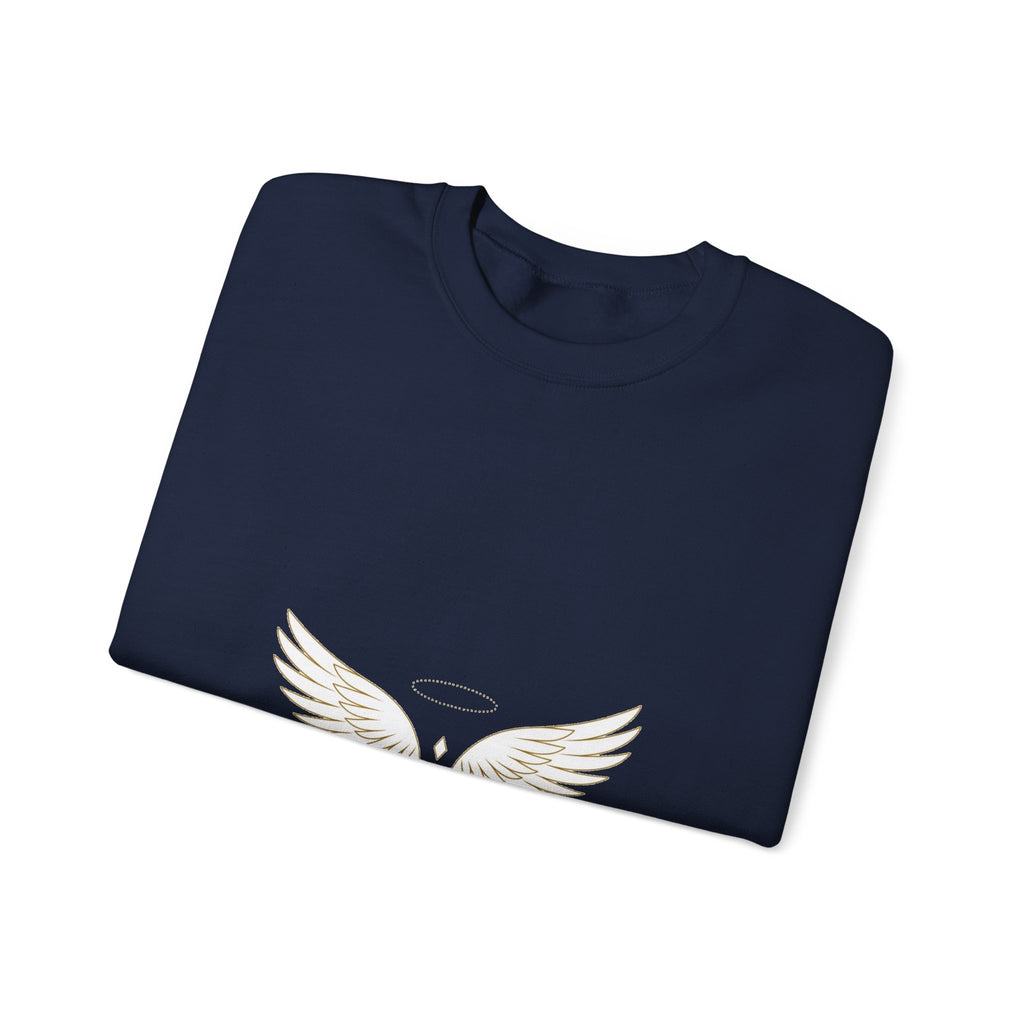 EverAfterWear Wing Outline sweatshirt - product mockup with gold streetwear design - alternate view