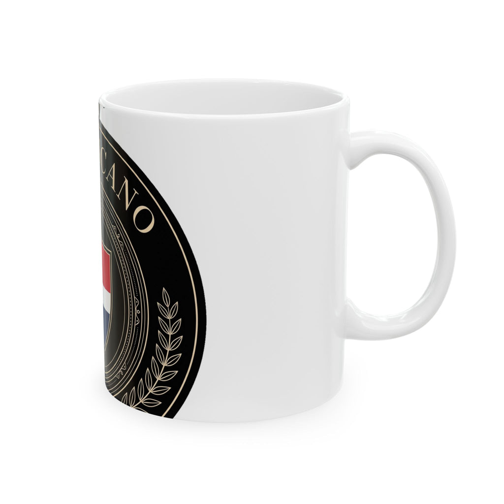 EverAfterWear Dominicano Palm Women's mug - ceramic coffee mug mockup with gold streetwear design - alternate view
