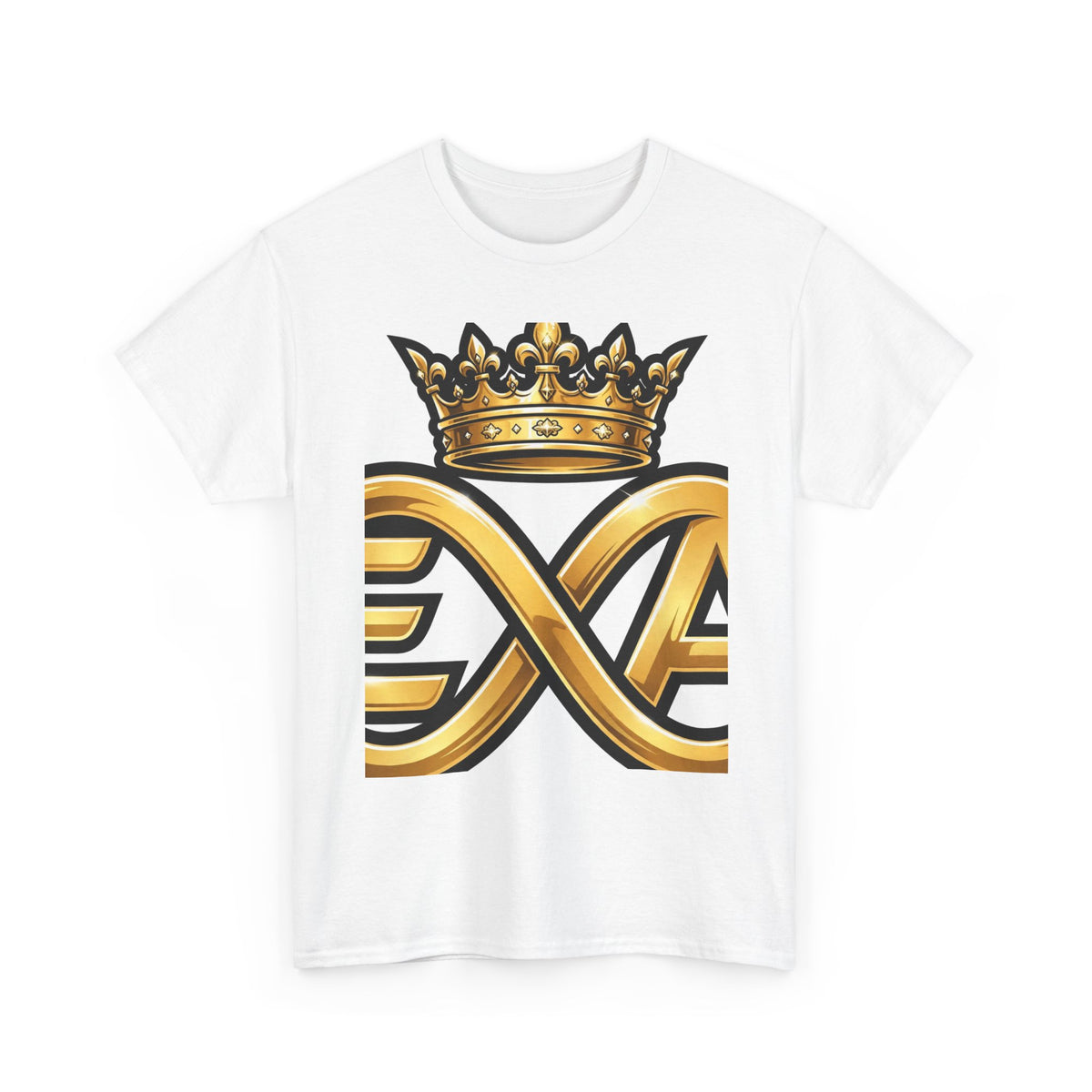 EverAfterWear HERO Crown EA Logo tee - product mockup with gold streetwear design
